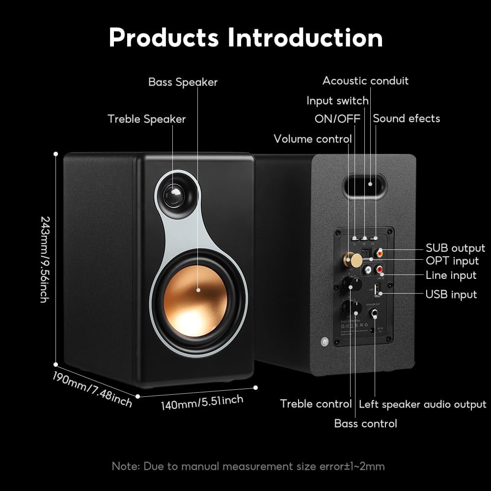 AIYIMA S500 Parlantes Activos de 4" tipo Bookshelf (Open Box)