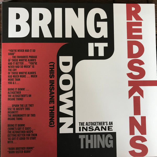Redskins – Bring It Down (This Insane Thing) (Limited Red 10 Inch) 🇺🇸
