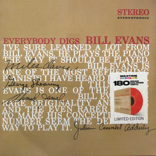 Bill Evans – Everybody Digs Bill Evans (Limited/Solid Red Vinyl/180G) 🇺🇸