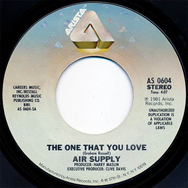 Air Supply – The One That You Love [7", 45 RPM, Single] (Usado)