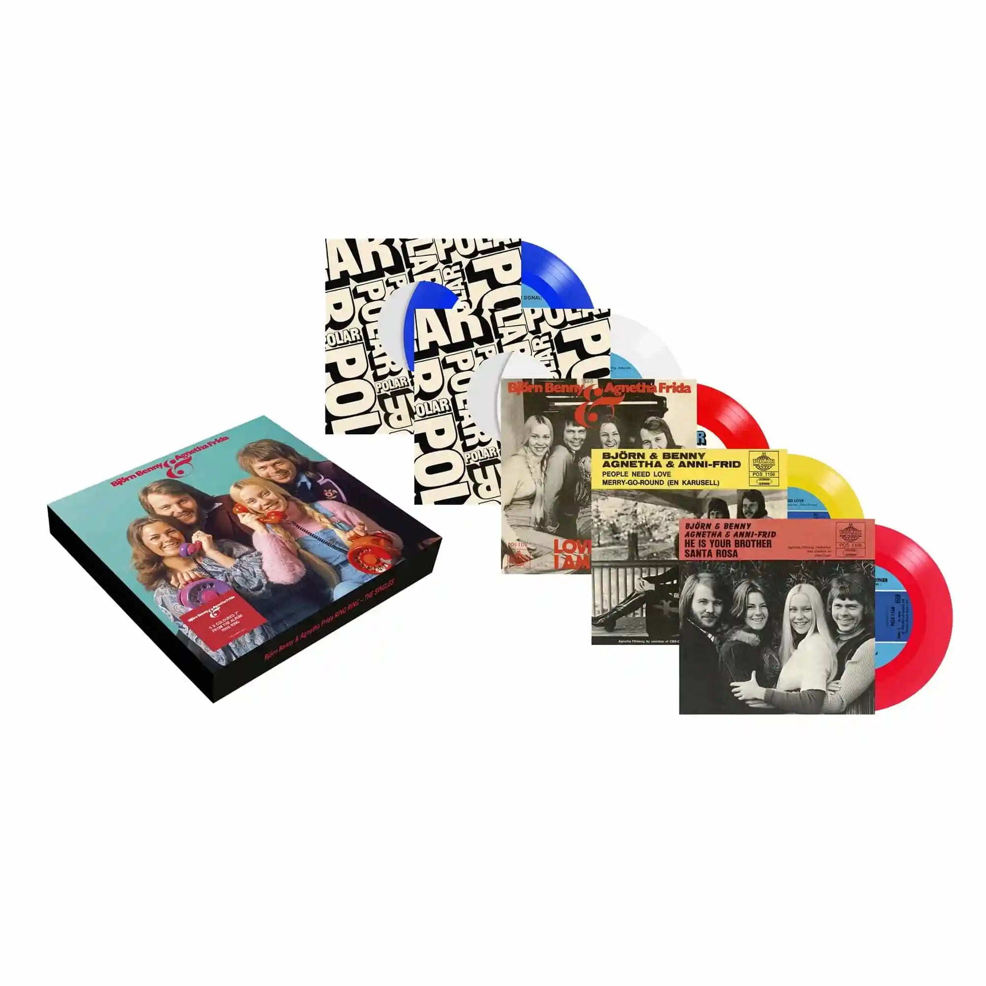 Björn & Benny, Agnetha & Frida (ABBA) – Ring Ring - The Singles: 50th Anniversary [5xcolor 7" Singles Boxset] 🇺🇸