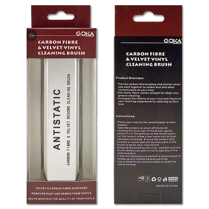 Cepillo de fibra de carbono y terciopelo para discos de vinilo GOKA