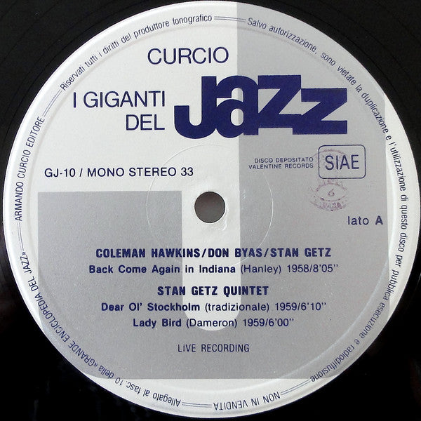 Coleman Hawkins, Stan Getz, Don Byas – I Giganti Del Jazz Vol. 10 (Usado)