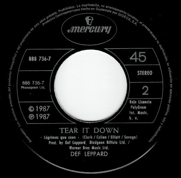Def Leppard – Animal / Tear It Down [7" 45 RPM Single] (Usado)