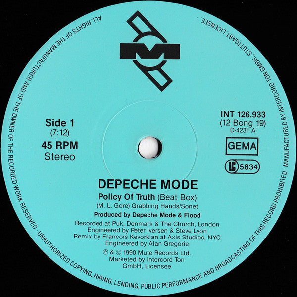 Depeche Mode – Policy Of Truth [12", 45 RPM, Maxi-Single] (Usado)