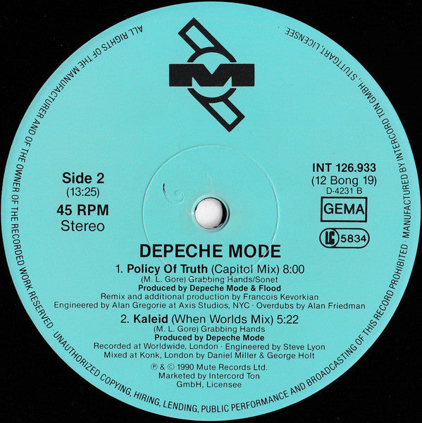 Depeche Mode – Policy Of Truth [12", 45 RPM, Maxi-Single] (Usado)