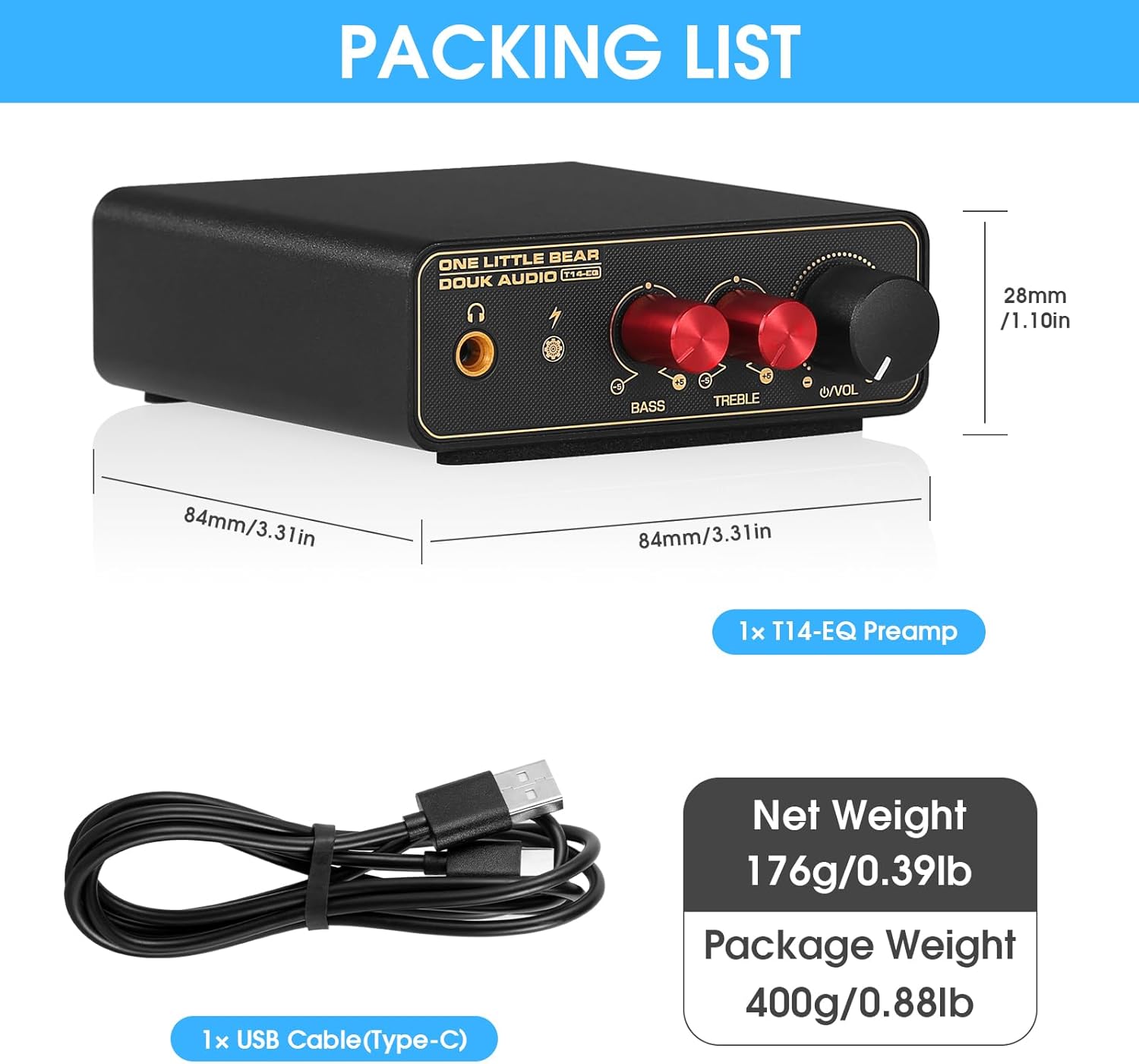 Preamplificador para tornamesa mini Douk Audio T14-EQ