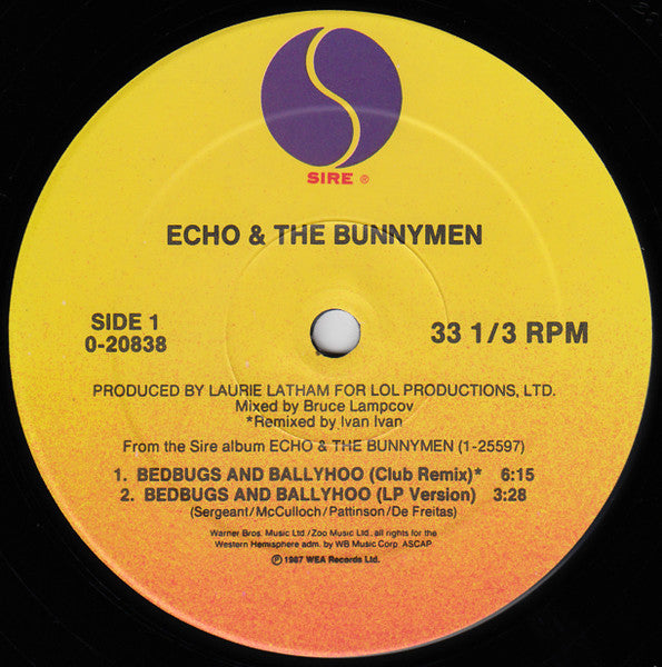 Echo & The Bunnymen – Bedbugs And Ballyhoo [12", 33 ⅓ RPM, Maxi-Single] (Usado)