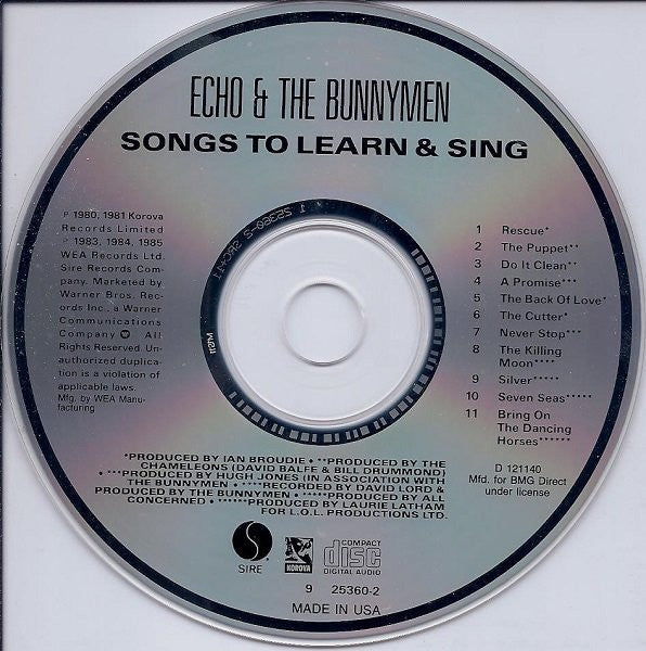 Echo & The Bunnymen – Songs To Learn & Sing (CD Usado) 💿