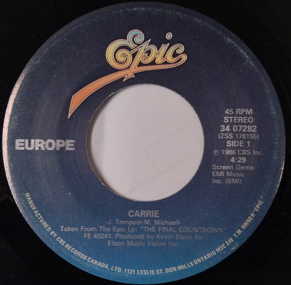 Europe – Carrie [7", Single] (Usado)