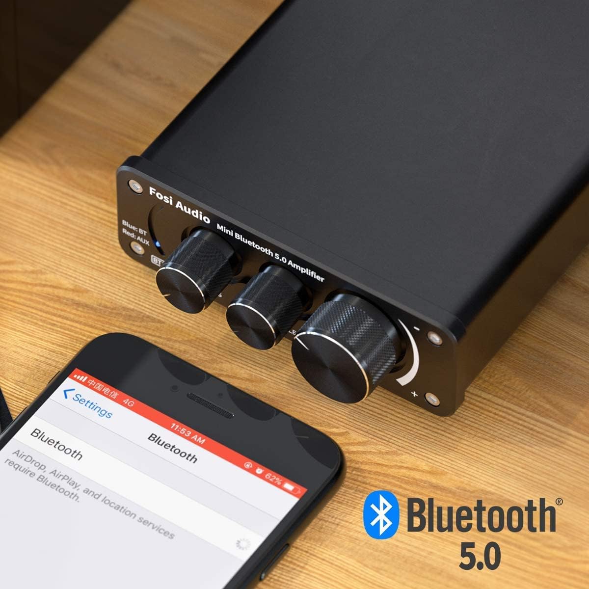 Amplificador de audio estéreo Fosi Audio BT10A con Bluetooth 5.0