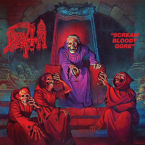 Death – Scream Bloody Gore (Neon Violet, Bone White & Red  Tri Color Merge with Splatter Vinyl) 🇺🇸