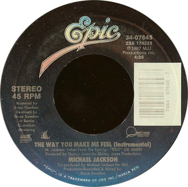 Michael Jackson – The Way You Make Me Feel [7" 45 RPM Single] (Usado)