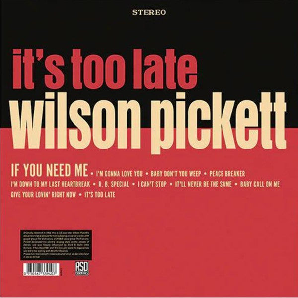 Wilson Pickett – It's Too Late (60TH Anniversary/Cream Vinyl) (I) 🇺🇸