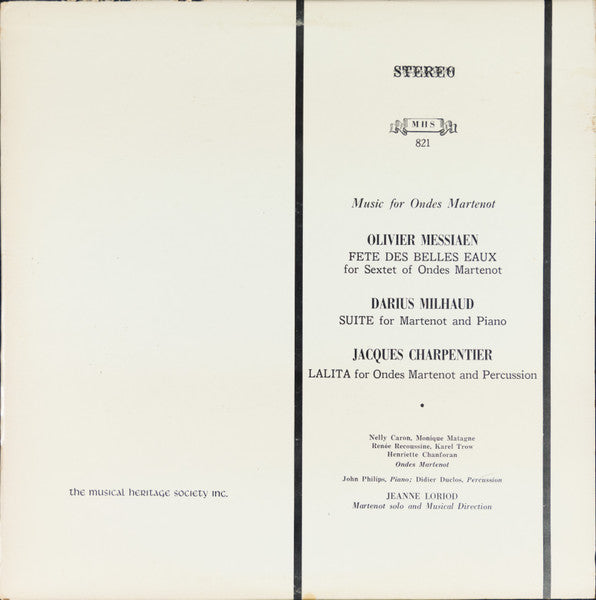 Olivier Messiaen / Darius Milhaud / Jacques Charpentier, Jeanne Loriod – Music for Ondes Martenot (Usado)