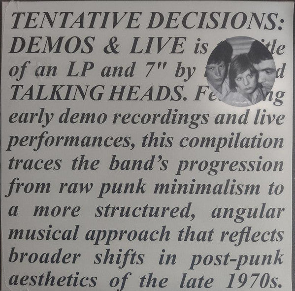 Talking Heads – Tentative Decisions: Demos & Live (LP/7 Inch) 🇺🇸