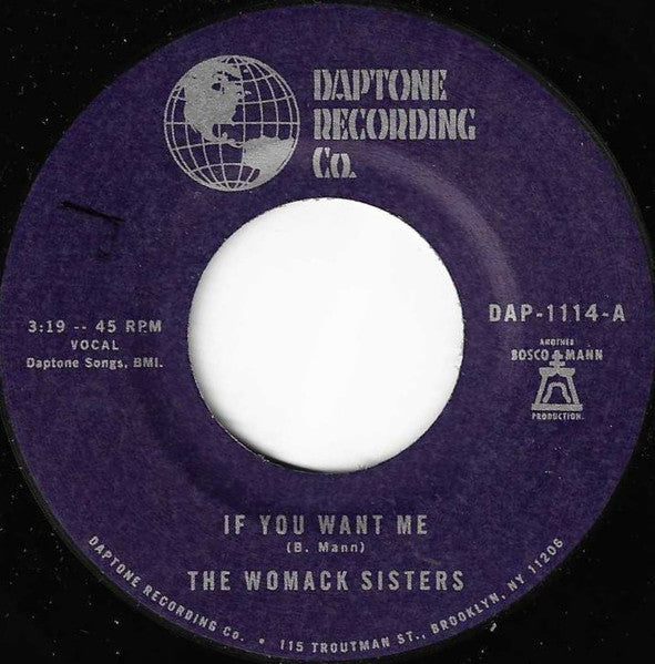 Womack Sisters – If You Want Me B/W I Just Don't Want You (To Say Goodbye) 🇺🇸