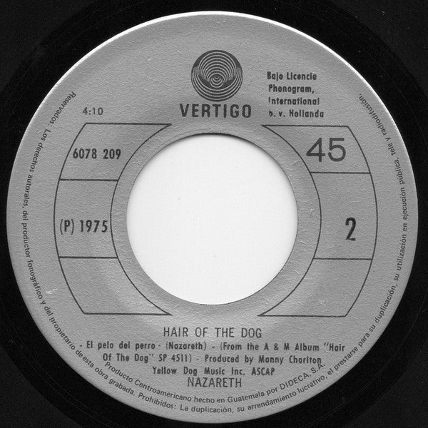 Nazareth – Love Hurts / Hair Of The Dog [7" 45 RPM Single] (Usado)