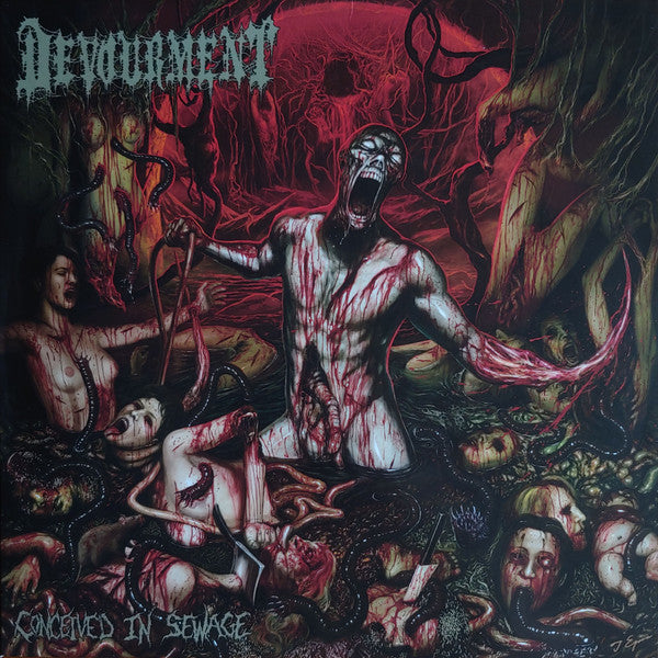 Devourment – Conceived in Sewage (Swamp Green, Red & White Merge with Swamp Green, Red & White Splatter Vinyl) 🇺🇸