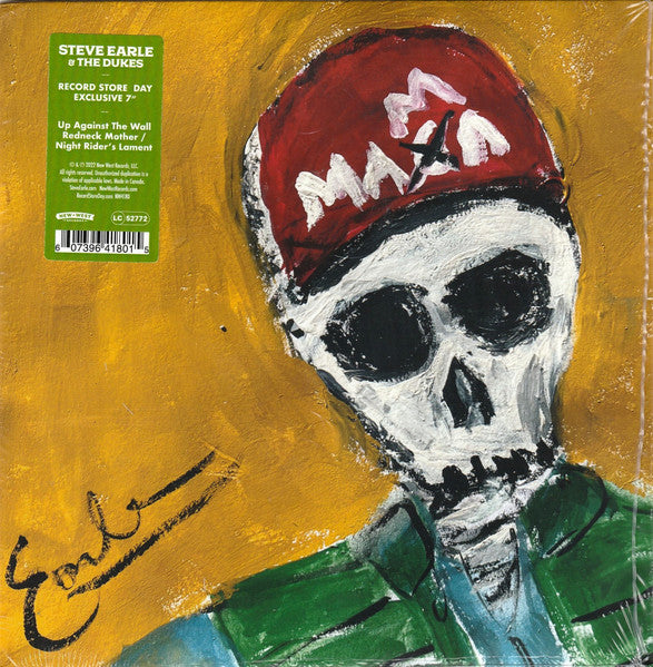 Steve Earle – Up Against the Wall Redneck Mother / Night Rider’s Lament (Clear 7INCH/Hand Drawn Cover) 🇺🇸