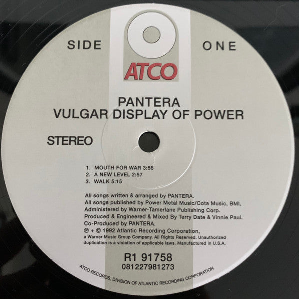 Pantera – Vulgar Display Of Power [Gatefold Cover 180 gram Rhino Vinyl 2020 Edition] (Usado)