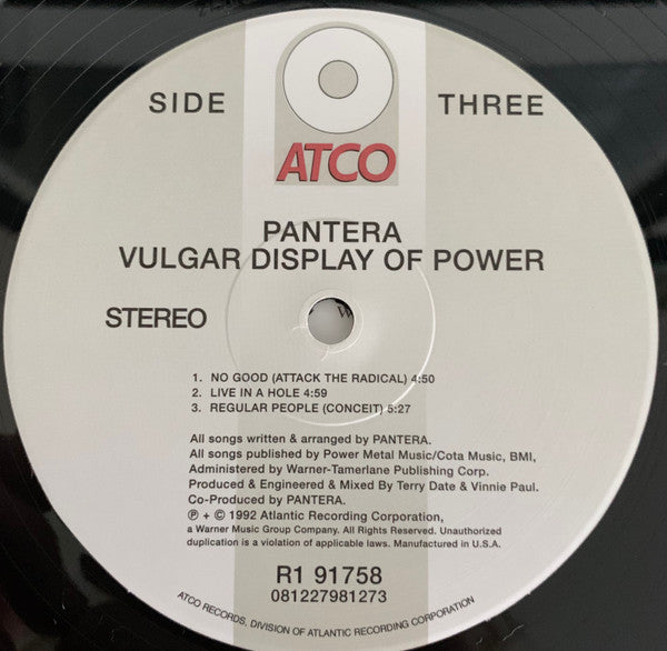 Pantera – Vulgar Display Of Power [Gatefold Cover 180 gram Rhino Vinyl 2020 Edition] (Usado)
