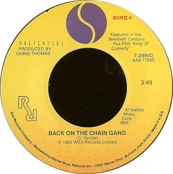 Pretenders – Back On The Chain Gang [7" 45 RPM Single] (Usado)