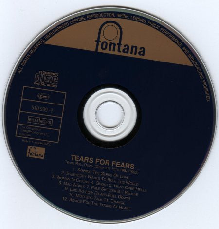 Tears For Fears – Tears Roll Down (Greatest Hits 82-92) [CD Usado] 💿