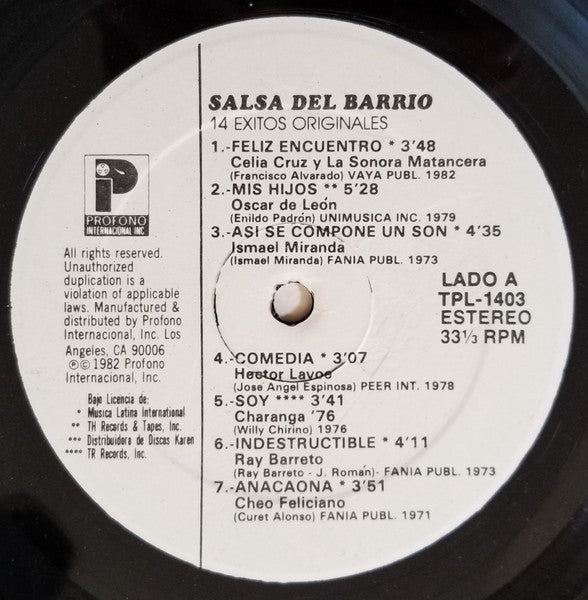 Various – Salsa Del Barrio! 14 Exitos Originales (Usado)