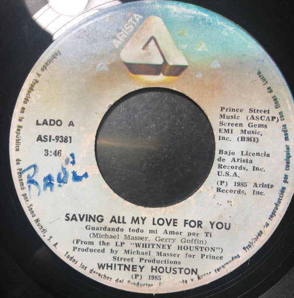 Whitney Houston ‎– Saving All My Love For You [7" 45 RPM Single] (Usado)